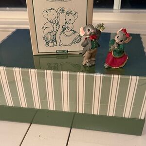 Vintage MouseKins Sterling & Prudence with Mistletoe Set Figures n Box